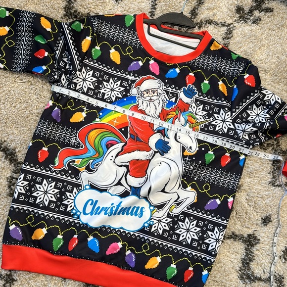 UGLY CHRISTMAS SWEATER 🎄😂 SANTA UNICORN LIGHTS HOLIDAY PARTY FUN L/XL UNISEX - Picture 7 of 7